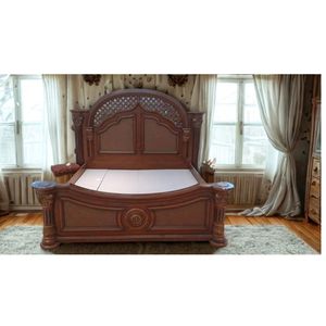 Cama de Madera de Teca Sólida de Diseño Tradicional de la Mejor Calidad, Cama Suave Tamaño King con Plataforma, Decoración para Dormitorio por Exportadores Indios - Product Image 3