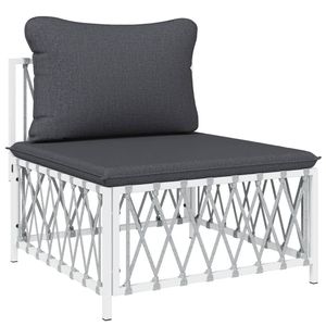 White Steel 3-Piece Patio Lounge Set with <b>Comfortable</b> Cushions - Product Image 5