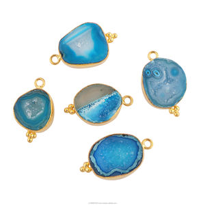 Géode bleu néon Druzy Agate charme boucle unique concepteur goutte breloques pour la fabrication de bijoux de mode en gros - Product Image 4