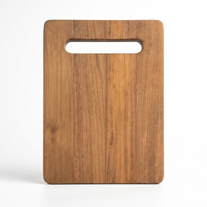 Planche à découper rectangulaire en teck massif de qualité supérieure, écologique, antibactérienne, ustensiles de cuisine, couteau en acier inoxydable - Product Image 2