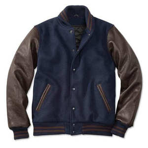 Men's Varsity Jacket Black Orange Contrast Sleeve Turn-down Collar Button Closure Casual Autumn Wear Regular <b>Fit</b> - Product Image 5