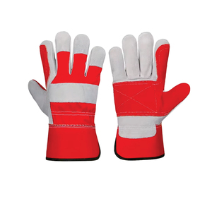 Gants de sécurité en cuir rouge et gris avec paume renforcée pour usage industriel, gants de travail d'hiver pour l'extérieur, longueur au poignet - Product Image 4