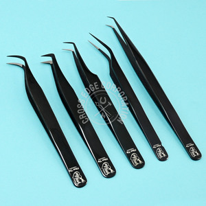 Pinzas de Precisión para Pestañas con Punta de Fibra 90 °   Pinza Curva para Extensión de Pestañas, Herramienta de Volumen de Acero Inoxidable - Product Image 5