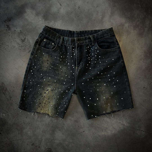 กางเกงขาสั้นวินเทจสำหรับผู้ชายกางเกงขาสั้นทำงานทรงหลวมกางเกงขาสั้นแฟชั่นสตรีทแวร์กางเกงยีนส์ทรงหลวมสำหรับผู้ชาย - Product Image 2