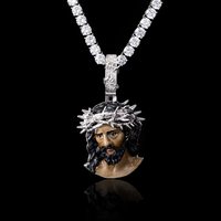 Fait à la main en argent Sterling 925 personnalisé 3D Jésus pièce pendentif collier VVS Moissanite diamant cadeau Hip Hop Style chrétien bijoux