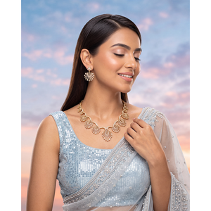 <b>Indian</b> Ethnic Gold Plated Bridal Necklace and Earring <b>Set</b> by Vinita - Product Image 1