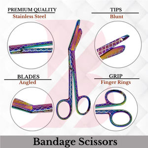 Tijeras para Vendajes de Primera Calidad, Hechas a Medida con Acero Quirúrgico de Alta Precisión, para Uso Médico y de Primeros Auxilios - Product Image 6