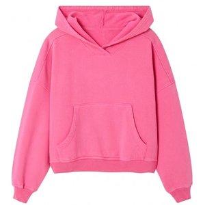 Sweat-shirt à capuche rose personnalisé pour femme, en molleton de coton uni, manches longues, avec poches, coupe classique, idéal pour l'automne – Vente en gros - Product Image 1
