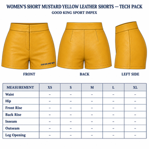 Shorts de Cuero Ecológico Amarillo Mostaza, Minimalistas, con Cierre Oculto, Cintura Ancha, Ajustados, Elegantes, Chic, Retro, Estilo Años 70, para Vacaciones - Product Image 6