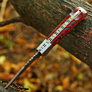 Couteau de poche pliant multifonctionnel en acier Damas fait main, le plus vendu, avec manche en résine de qualité industrielle OEM - Product Image 3