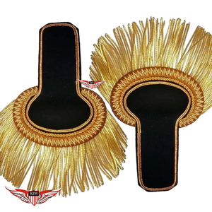 KEW Vintage Eco-Friendly Gold <b>Braided</b> Shoulder Epaulettes Red Fringe Customizable Luxury Fabric Decorative Garment <b>Accessory</b> - Product Image 4