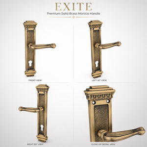 Premium EXITE Brass Mortice <b>Door</b> Handle Matte Brush Antique Finish Heavy Duty Lever Eco-Friendly Easy Installation Kitchen Home - Product Image 3