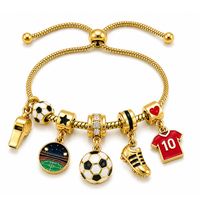 Bracelets de football anti-ternissement avec breloque maillot émaillée personnalisable et chaîne à maillons ajustable pour cadeaux d'équipe scolaire
