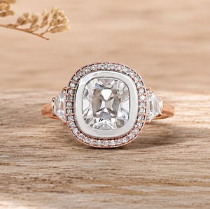 Customization Jewelry 10K 14K 18K Solid Gold <b>Old</b> Mine <b>Cushion</b> Cut Lab Diamond Halo Engagement Ring Vintage Inspired Fine Jewelry - Product Image 2