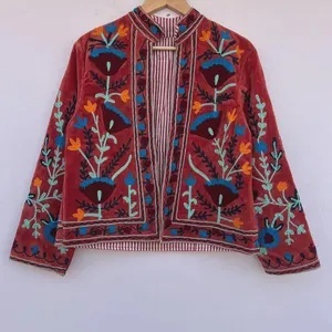 Elegant Handmade Suzani Velvet Jacket Embroidered Bohemian Ethnic <b>Coat</b> Festival Party Designer Outerwear - Product Image 4