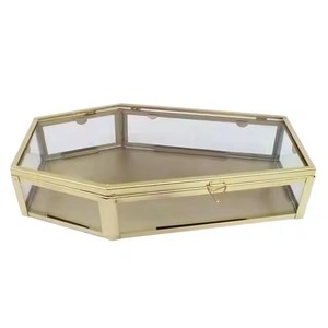 Modern Metal Glass Jewelry Organizer Storage <b>Box</b> for Rings <b>Earrings</b> Necklace Home Use - Product Image 3