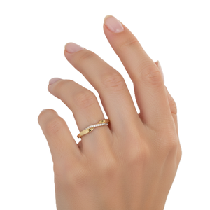 Anillo de Diamantes Redondos Creados en Laboratorio, Oro Sólido de 9K, 10K, 14K, 18K, Banda de Diamantes Minimalista Trenzada, Banda Infinita de Aniversario, Banda Pavé - Product Image 4