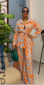 Conjuntos Musulmanes Modestos con Estampado Simple para Mujer, Blusa y Pantalones Anchos de Pierna Ancha, 100% Algodón, Traje Árabe de 2 Piezas para Noche, Ramadán 2026, Marruecos - Product Image 4