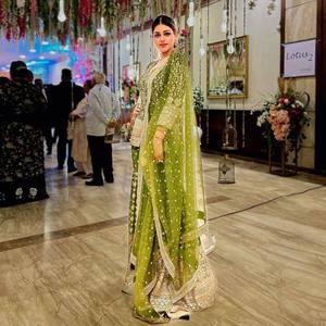ชุด dupatta อินเดียและปากีสถานที่สวยงามชุดปาร์ตี้หรูหราด้านบนล่าง - Product Image 3