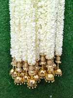 Bunga Melati Artifisial Premium dengan Kubah dan Hiasan Gantung Ghungroo untuk Pernikahan, Onam Pongal, Pindah Rumah, Nikah, Dekorasi Pesta Perayaan