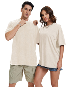 เสื้อยืดโอเวอร์ไซส์ทรงหลวม คอวี แขนสั้น ผ้า 280 แกรม ซักย้อมสีแบบแอซิดวอช สีพื้น สไตล์วินเทจ สำหรับผู้ชายและผู้หญิง - Product Image 5