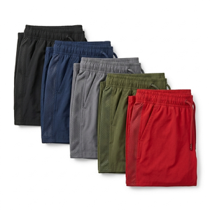 Shorts de sport en nylon personnalisés avec logo, pour hommes, séchage rapide, entraînement, gym, fitness, course à pied, avec poches - Product Image 5