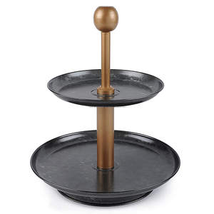 Support à gâteau noir à deux niveaux idéal pour la décoration intérieure Design hautement fini pour les outils de décoration de table de mariage et de fête - Product Image 4