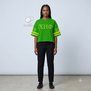 Chi Eta Phi <b>Women's</b> Bling Rhinestone Sorority T-Shirt Green <b>Yellow</b> Greek Letter Crew Neck Sleeve Loose Fit Graphic Summer Casual - Product Image 5