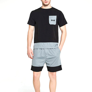 Ensemble décontracté professionnel vintage pour homme, 2 pièces, tricoté, écologique, 100 % coton, t-shirt et short, ODM - Product Image 3