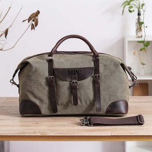 Bolsa de Viaje de Lona y Cuero con Cierre, Impermeable, Bolsa de Fin de Semana, Equipaje de Mano, Bolsa de Gimnasio, Gran Capacidad, LCTB-0048 - Product Image 2