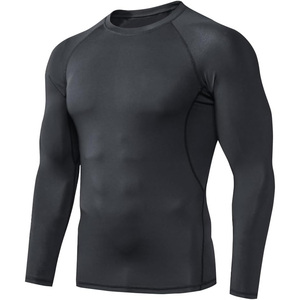 Chemise de compression respirante à manches longues pour homme, logo personnalisé, tissu anti-humidité, vêtements de sport pour la salle de sport et les séances de fitness - Product Image 1