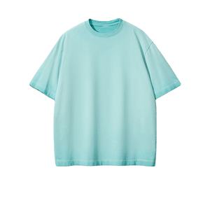 Venta al por mayor diseño superior lavado ácido francés Terry Camiseta 100% algodón poliéster Vintage Streetwear cuello redondo de gran tamaño liso - Product Image 1