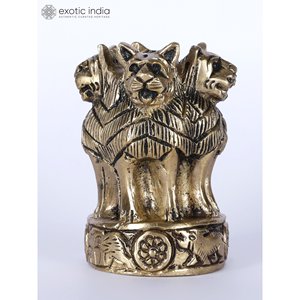 Emblème national de l'Inde en métal de luxe fait à la main de 3 pouces pour la décoration de table et accessoire de maison Lavable Fabriqué en Inde - Product Image 3