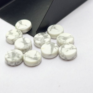 Disque plat en howlite blanche, pierre précieuse polie en vrac pour la fabrication de bijoux - Product Image 6