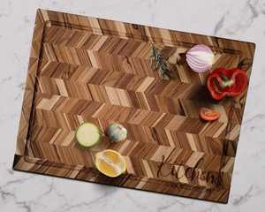 Planche à découper rectangulaire artisanale en bois d'acacia, grande planche à hacher, plateau de service de cuisine, rainure pour les jus, durable, non toxique - Product Image 5