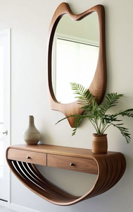 Tocador de maquillaje de madera montado en la pared Tocador flotante que ahorra espacio con aspecto limpio para dormitorio o apartamento pequeño - Product Image 5