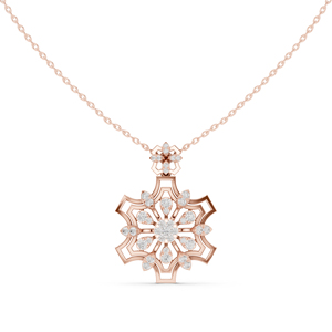 Collier pendentif en or jaune 14 carats avec diamant, plaqué or rose, bijou floral pour mariage, nouveau diamant cultivé - Product Image 3