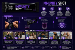 <b>Immunity</b> Liquid <b>Shots</b> Ready to Drink Single Serving Beverage Packets with Convenient Portable Packaging Format Custom Label - Product Image 6