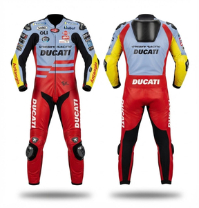 Combinaison de course unisexe Rucati Elite MotoCP avec protections CE, manches longues, tissu premium 280g avec panneaux extensibles flexibles - Product Image 1