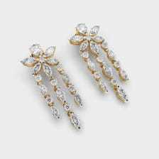 ต่างหูเพชรทรงลูกแพร์และทรงมาร์คีส์ 6 กะรัต ทอง 14K: เครื่องประดับเจ้าสาวลายดอกไม้ - Product Image 3