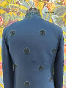 Sherwani Étnico para Hombre, Diseño Fluido, Color Verde Prusia, Tela TR Lachko con Cuentas de Vidrio Tónicas y Bordado de Lentejuelas - Product Image 4