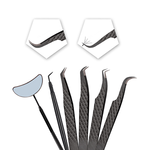 Pinzas de Acero Inoxidable de Calidad Profesional para Extensión de Pestañas con Agarre de Diamante y Mango de Espejo Crystal Beauty - Product Image 2