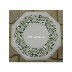 Fabricant et exportateur de tableaux de table octogonaux en marbre noir Pietra Dura, les plus beaux et de la meilleure qualité, pour hôtels. - Product Image 2