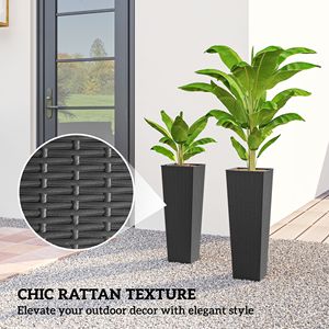 Set di 2 Vasi per Fiori in Plastica dal Design Classico, Alti 23,6 Pollici, con Fori di Drenaggio, Neri, per Giardino Interno ed Esterno - Product Image 5