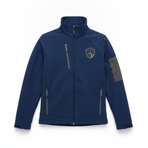 Chaqueta de Forro Polar para Hombre, Color Azul Marino, Cuello Alto, Cierre de Cremallera, Logotipo Bordado, Estilo Casual para Otoño, Resistente al Viento, Corte Regular - Product Image 1