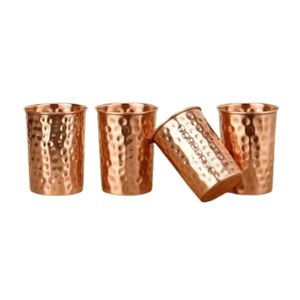 Gobelet en cuivre pur fait main avec motif floral en relief, vaisselle de luxe réutilisable, tasse à eau en métal pour hôtel, maison, bar et restaurant - Product Image 4