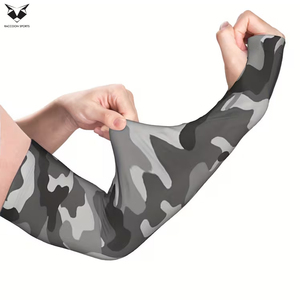 Mangas de brazo grises con gráficos de alta elasticidad, personalizadas, de última tendencia, para adultos, del proveedor principal de ropa deportiva para exteriores con protección UV Pro-Fit. - Product Image 3