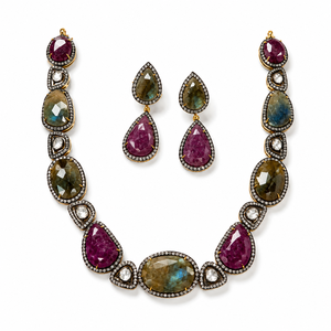 Luxury 925 Silver Gold Plated Green Kundan Polki <b>Necklace</b> Set for Women Bridal Wedding Party Gift Jewelry Traditional Gift - Product Image 2