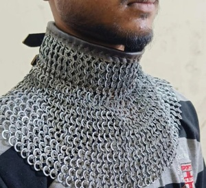 Medieval Chainmail Collar – <b>Riveted</b> Steel Gorget Armor, Knight Neck Guard, Viking Reenactment Costume - Product Image 3