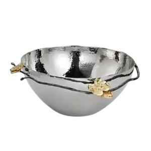 Elegante Tazón para Servir de Acero Inoxidable Dorado con Diseño de Orquídea, Hecho a Mano, para Decoración del Hogar y Regalos de Boda - Product Image 1